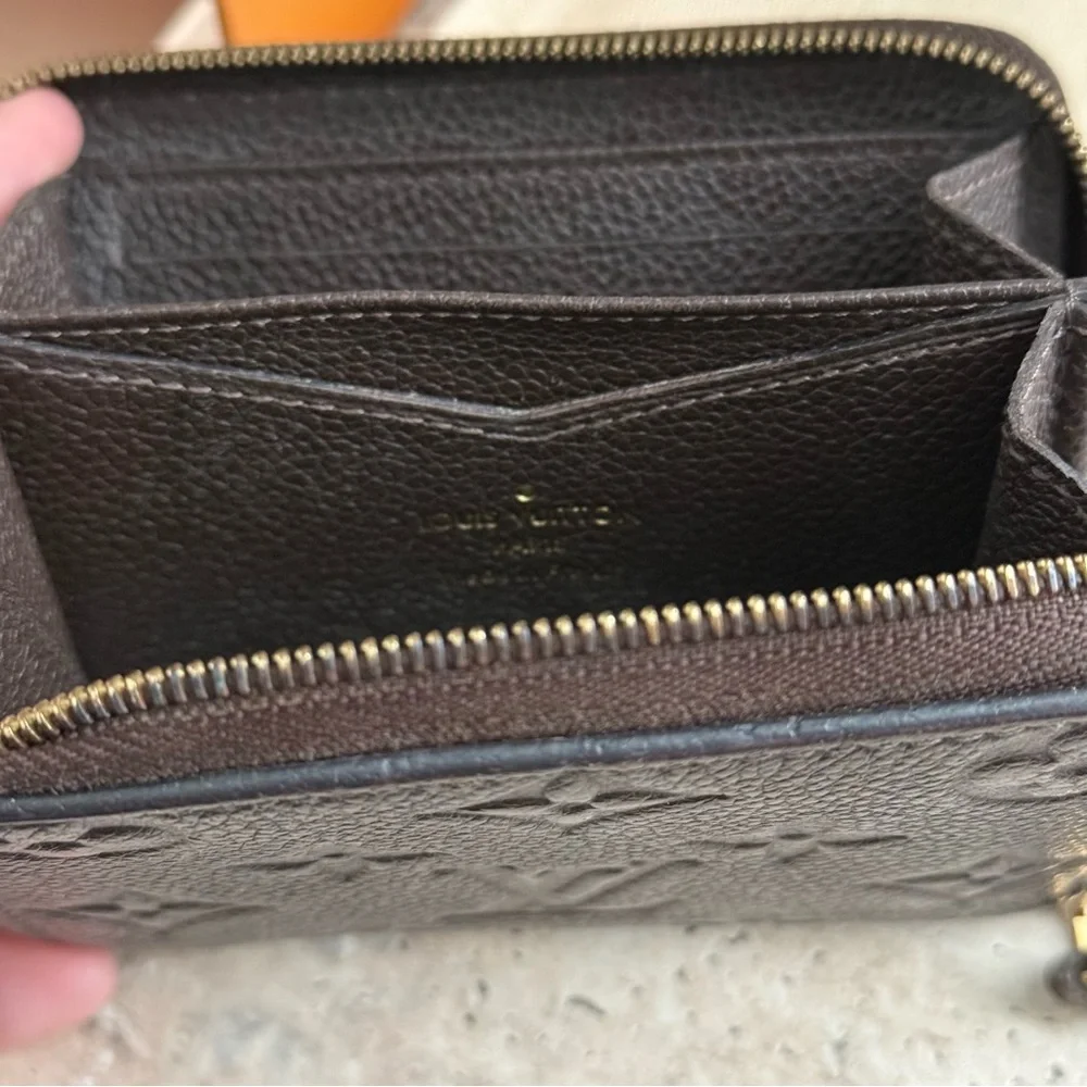 Louis Vuitton Dark Brown Monogram Embossed Leather Zip Wallet